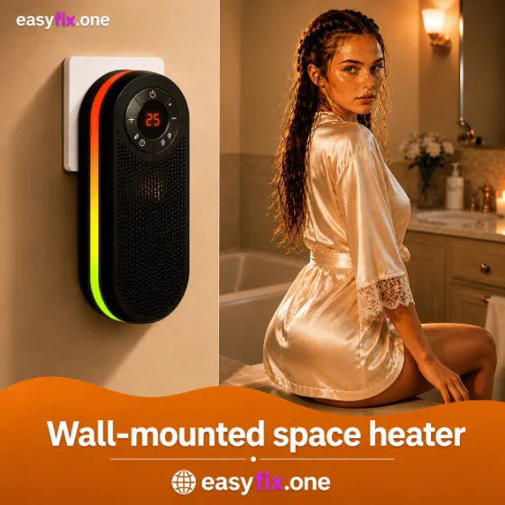 Tragbarer Heizlüfter mit Fernbedienung, 180°-Drehung, Timer und Display