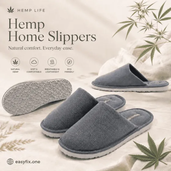 Hemp Life Natural Home Slipper — Graue Hemp Home Slipper