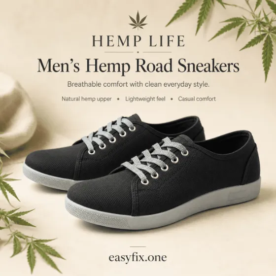 HEMP LIFE Road — atmungsaktive Herren-Low-Top-Sneaker aus Hanf für die Stadt