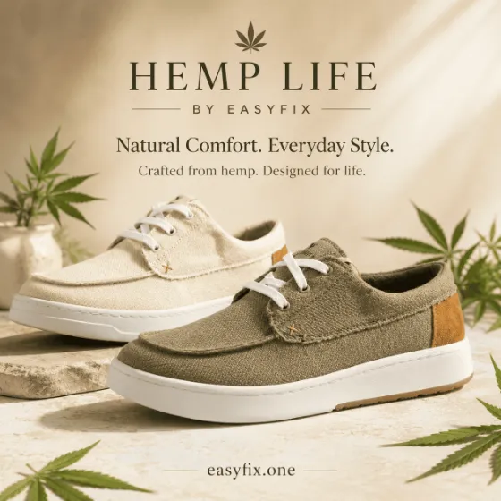 HEMP LIFE Topsider — Herren-Bootsschuhe aus Hanf
