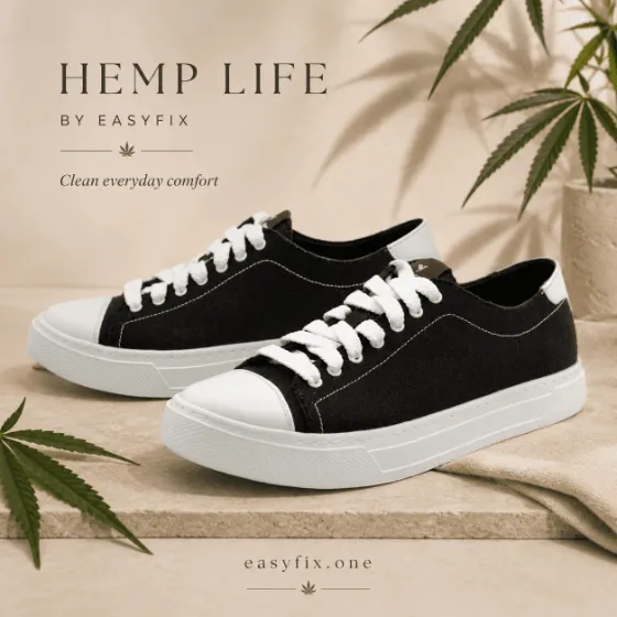 HEMP LIFE Forest 2.0 — schwarze Herren-Sneaker aus Hanf