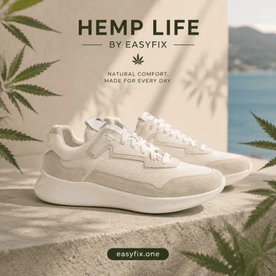 HEMP LIFE Hawaii — weiße atmungsaktive Herren-Sneaker aus Hanf