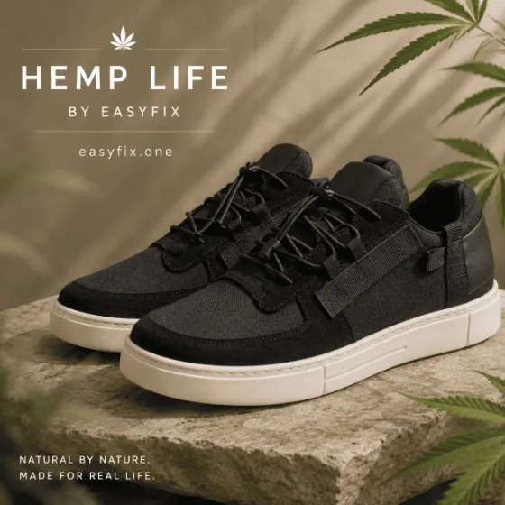 HEMP LIFE Havana 2 — schwarze Herren-Sneaker aus Hanf