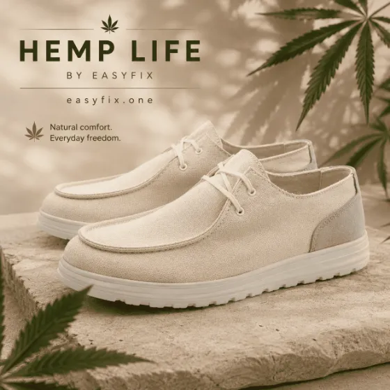 HEMP LIFE Palm — Herren-Mokassins aus Hanf für den Alltag