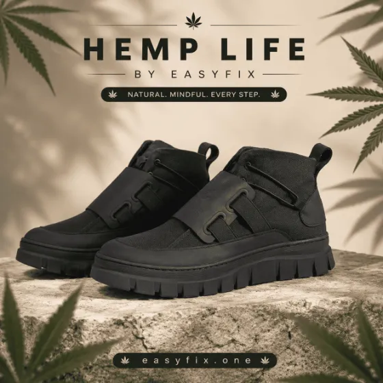 HEMP LIFE Urban Trek Mid — gefütterte Herren-Boots aus Hanfstoff