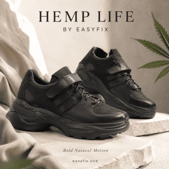 HEMP LIFE Lofy — schwarze Damen-Sneaker aus Hanf