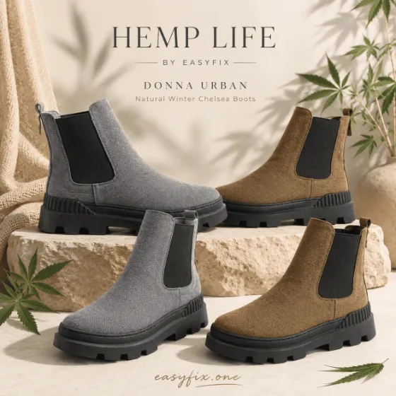 HEMP LIFE Donna Cozy — Damen-Chelsea-Boots aus Hanf