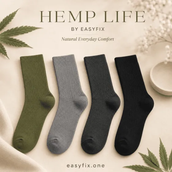 HEMP LIFE Daily — hohe Unisex-Socken aus Hanf, Set mit 5 Paar