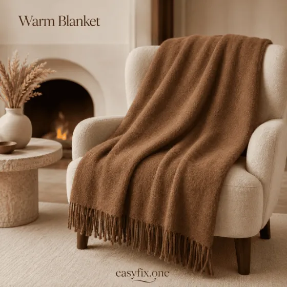 Camel Warm — weiche braune Wohndecke aus Kamelwolle, 140×200 cm