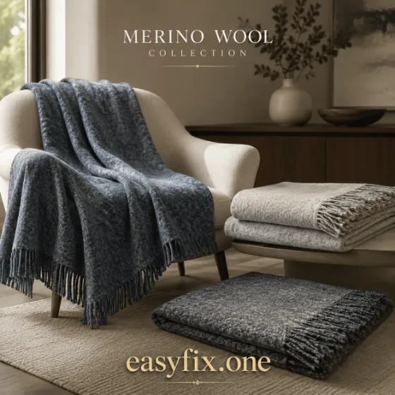Merino Cloud — Premium-Wohndecke aus Merinowolle mit Melange-Muster