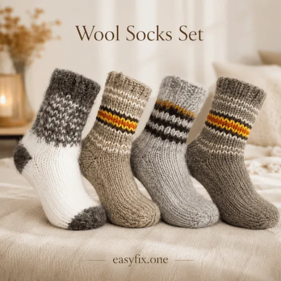 Mountain Cozy — Unisex-Wintersocken aus 100 % Schafwolle, Set mit 4 Paar