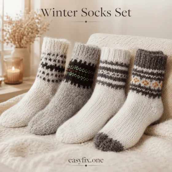 Snow Nordic — Unisex-Wintersocken aus 100 % Schafwolle, Set mit 4 Paar