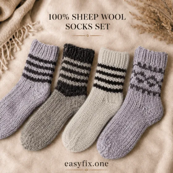 Alpine Comfort — Socken aus 100 % Schafwolle, Set mit 4 Paar