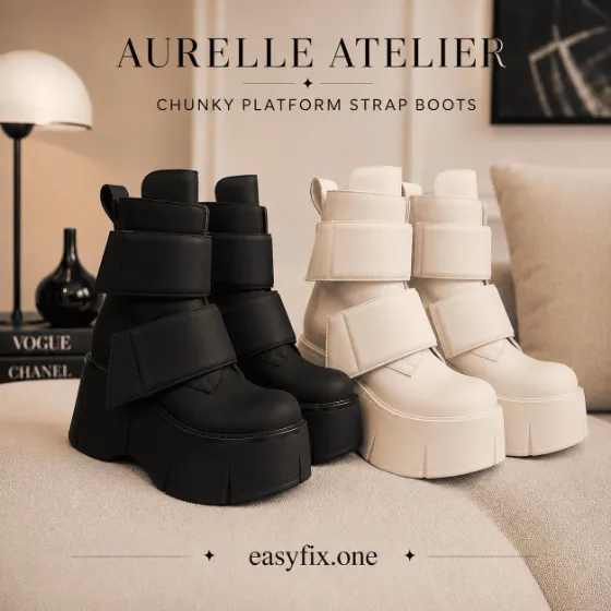 Chunky Damen-Plateau-Boots mit breiten Riemen und weichem Samt-Finish — Aurelle Atelier