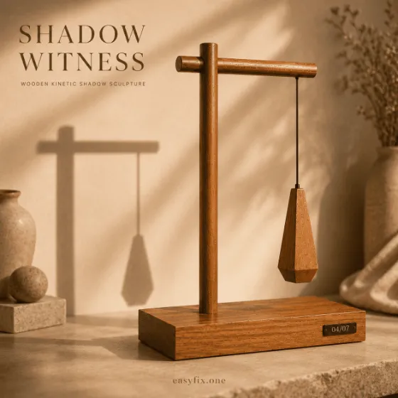 Kinetische Schattenskulptur aus Holz für den Innenraum, von Hand montiert — Shadow Witness